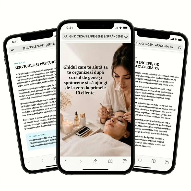 De la Curs la Primele 10 Cliente – Ghid + Instrumente pentru Gene și Sprâncene