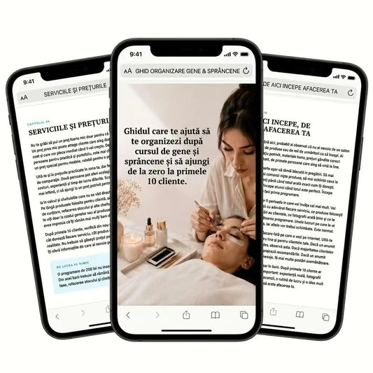 De la Curs la Primele 10 Cliente – Ghid + Instrumente pentru Gene și Sprâncene